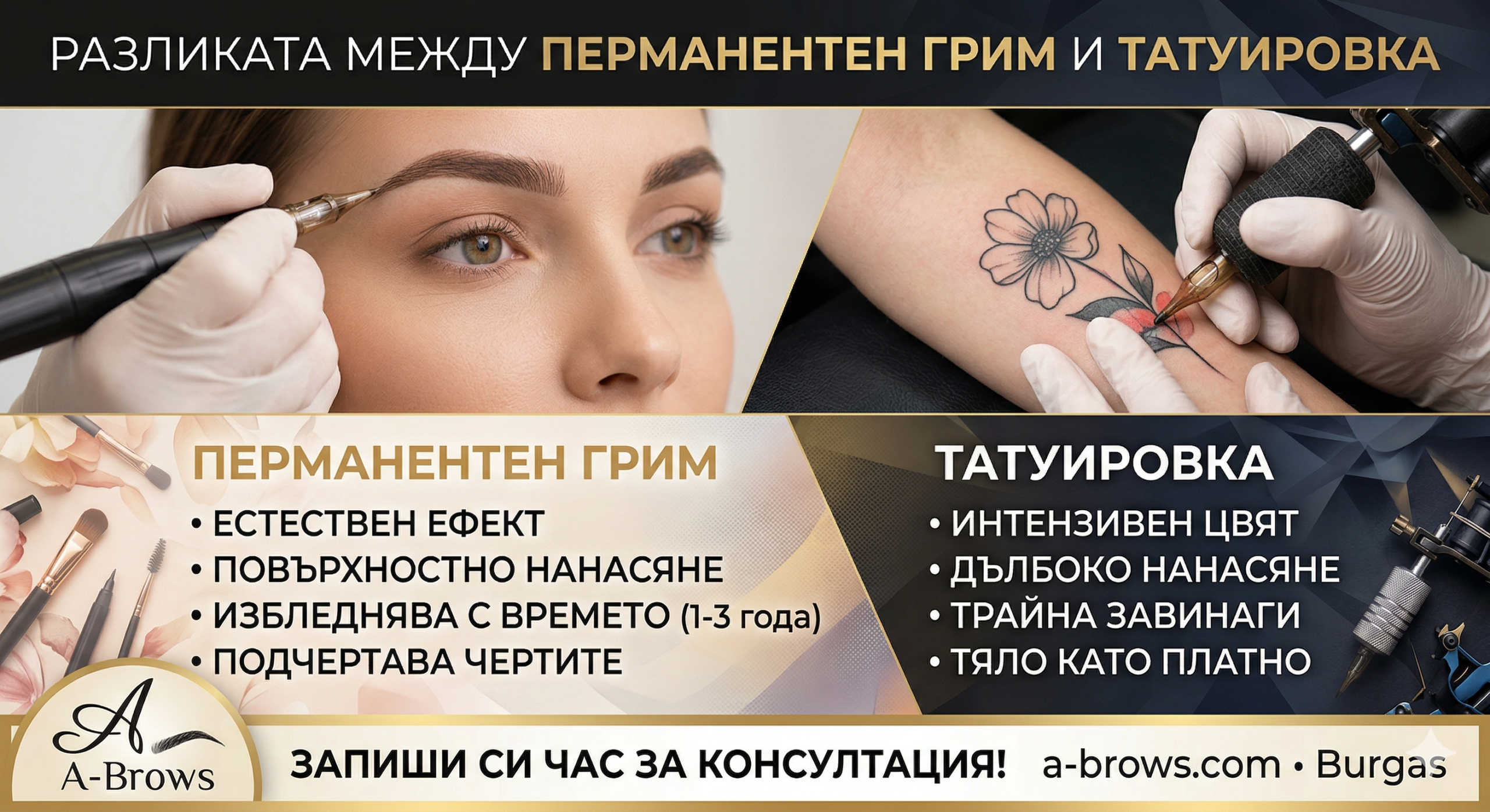 Разликата между перманентен грим и татуировка